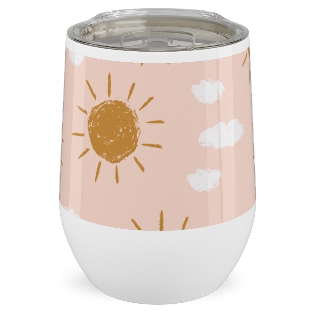 Little Golden Sun - Pink Stainless Steel Travel Tumbler, 12oz, Pink, Bright Pink