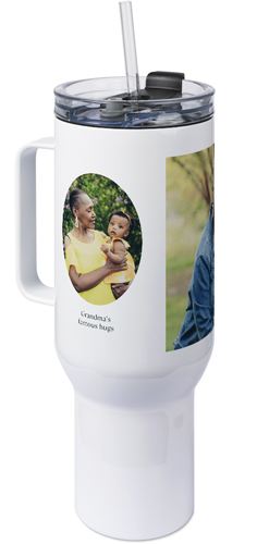 Oval Vignette 40oz Tumbler with Handle, 40oz, White, white