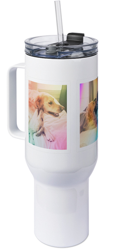 Rainbow Aura Frames 40oz Tumbler with Handle, 40oz, White