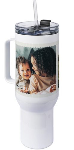 Scalloped Frames 40oz Tumbler with Handle, 40oz, Beige