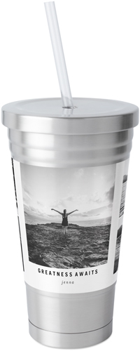 Simple Journey Stainless Tumbler with Straw, 18oz, White