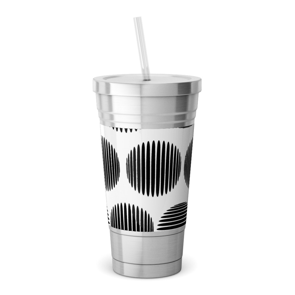 Tossed Spheres Stainless Tumbler with Straw, 18oz, Black