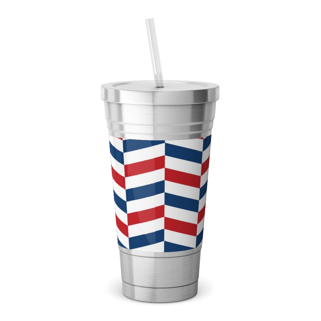 American Stripes - Multi Stainless Tumbler with Straw, 18oz, Multicolor