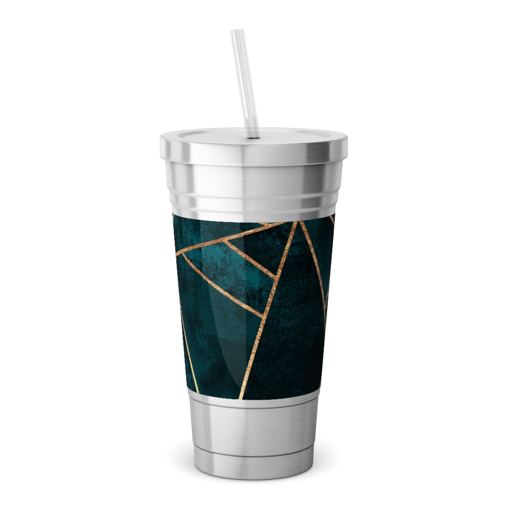 Stone - Deep Teal Stainless Tumbler with Straw, 18oz, Green