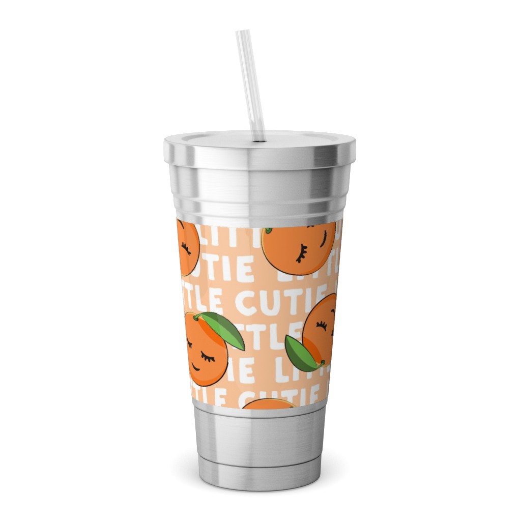 Little Cutie - Happy Oranges - Blue Travel Mug with Handle