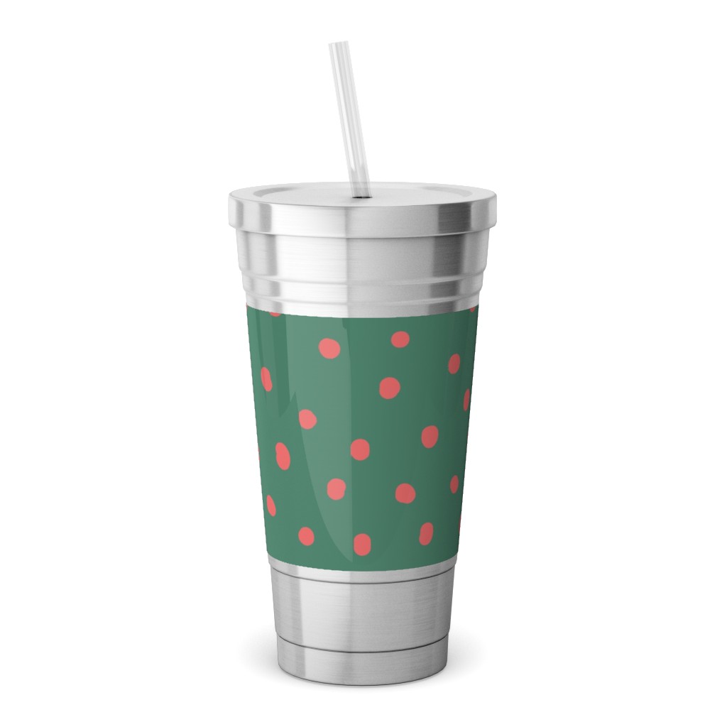 It's Snowing Stainless Tumbler with Straw, 18oz, Green