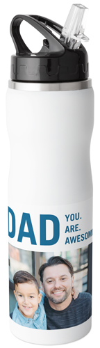 Awesome Dad Stainless Steel Water Bottle with Straw, 25oz, With Straw, White