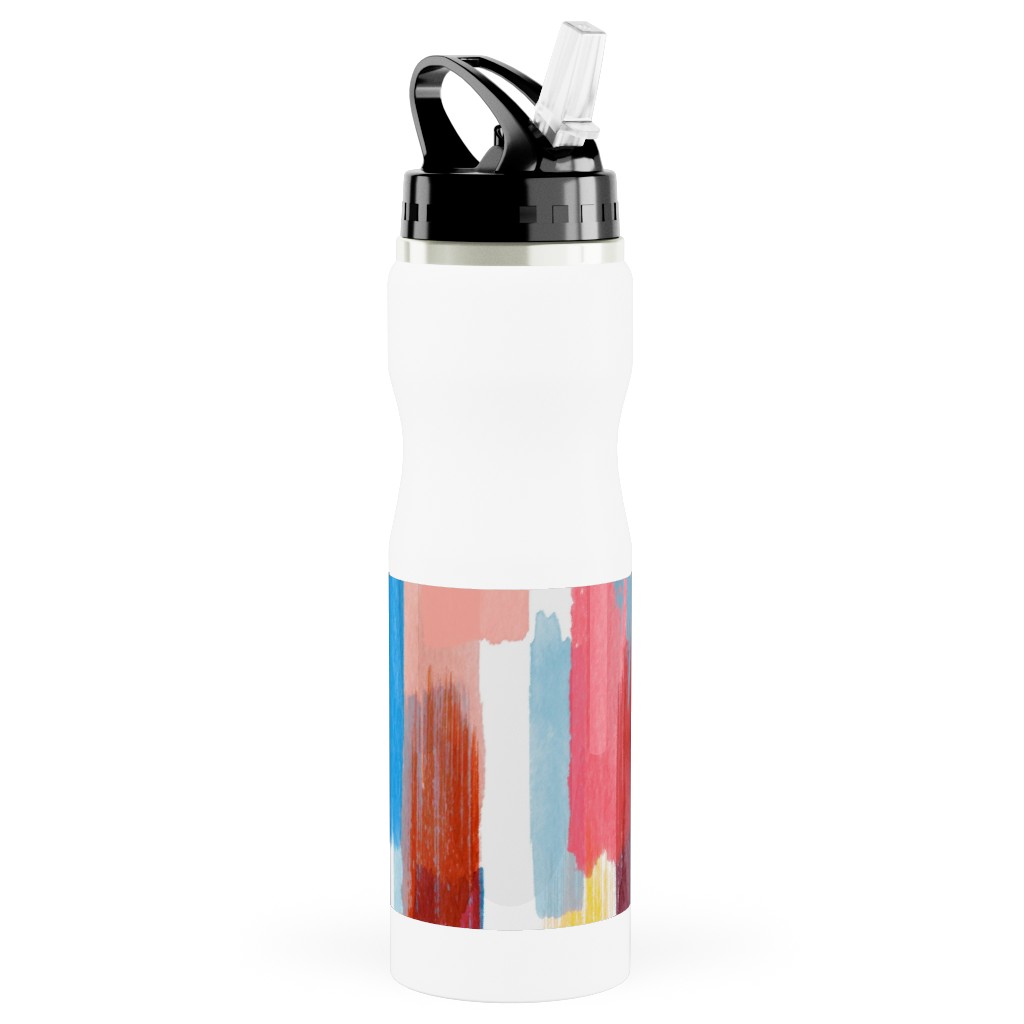 Summer Memories - Multi Stainless Steel Water Bottle with Straw, 25oz, With Straw, Multicolor