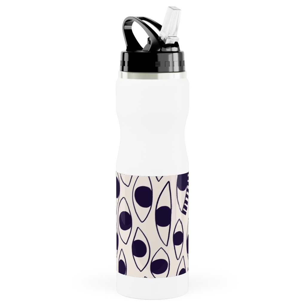 Eye White - Light Stainless Steel Water Bottle with Straw, 25oz, With Straw, White