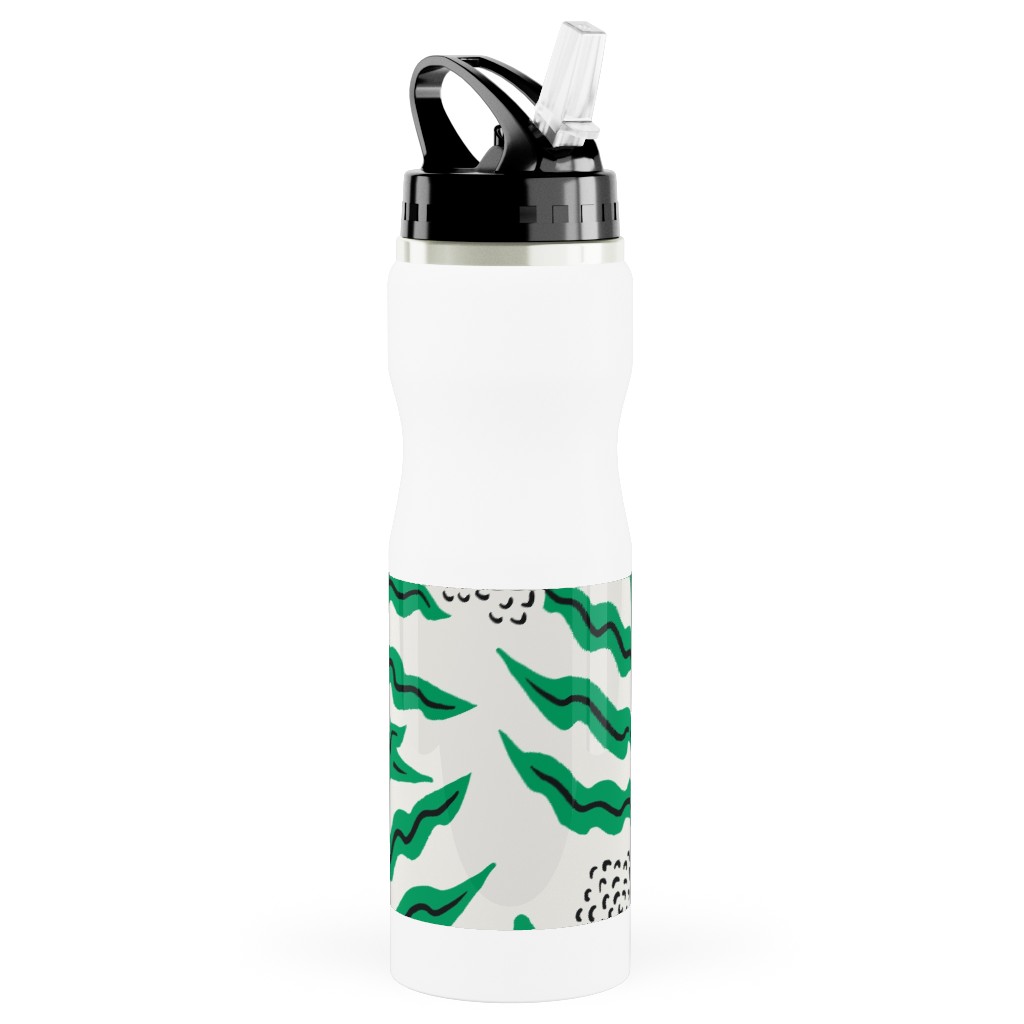 La Ville Vine Stainless Steel Water Bottle with Straw, 25oz, With Straw, Green, Emerald