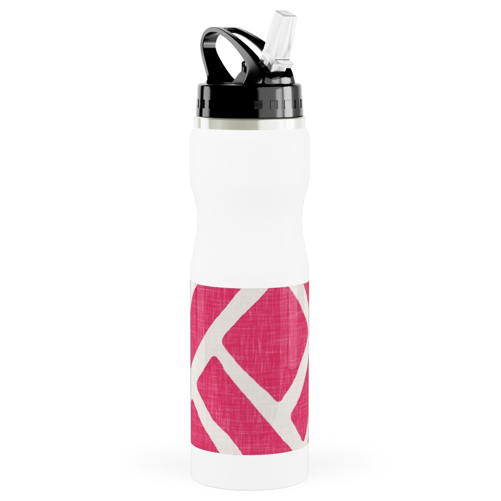 Savannah Trellis Stainless Steel Water Bottle with Straw, 25oz, With Straw, Pink, Rose
