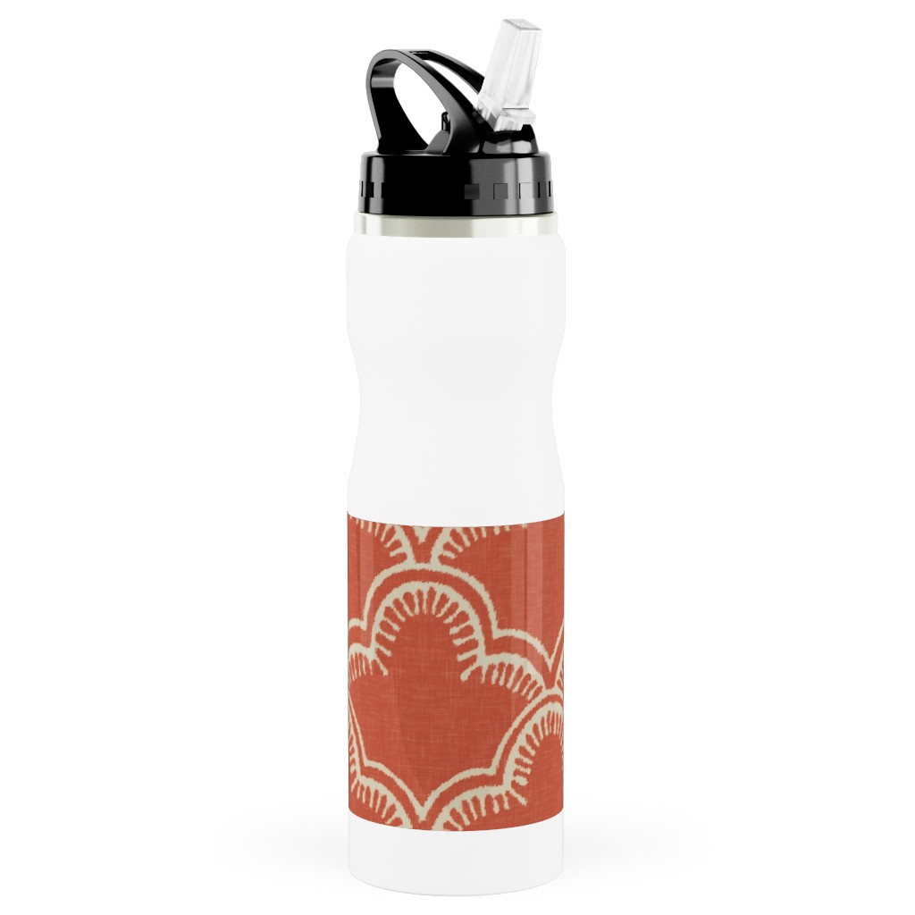 Tangier Stainless Steel Water Bottle with Straw, 25oz, With Straw, Orange