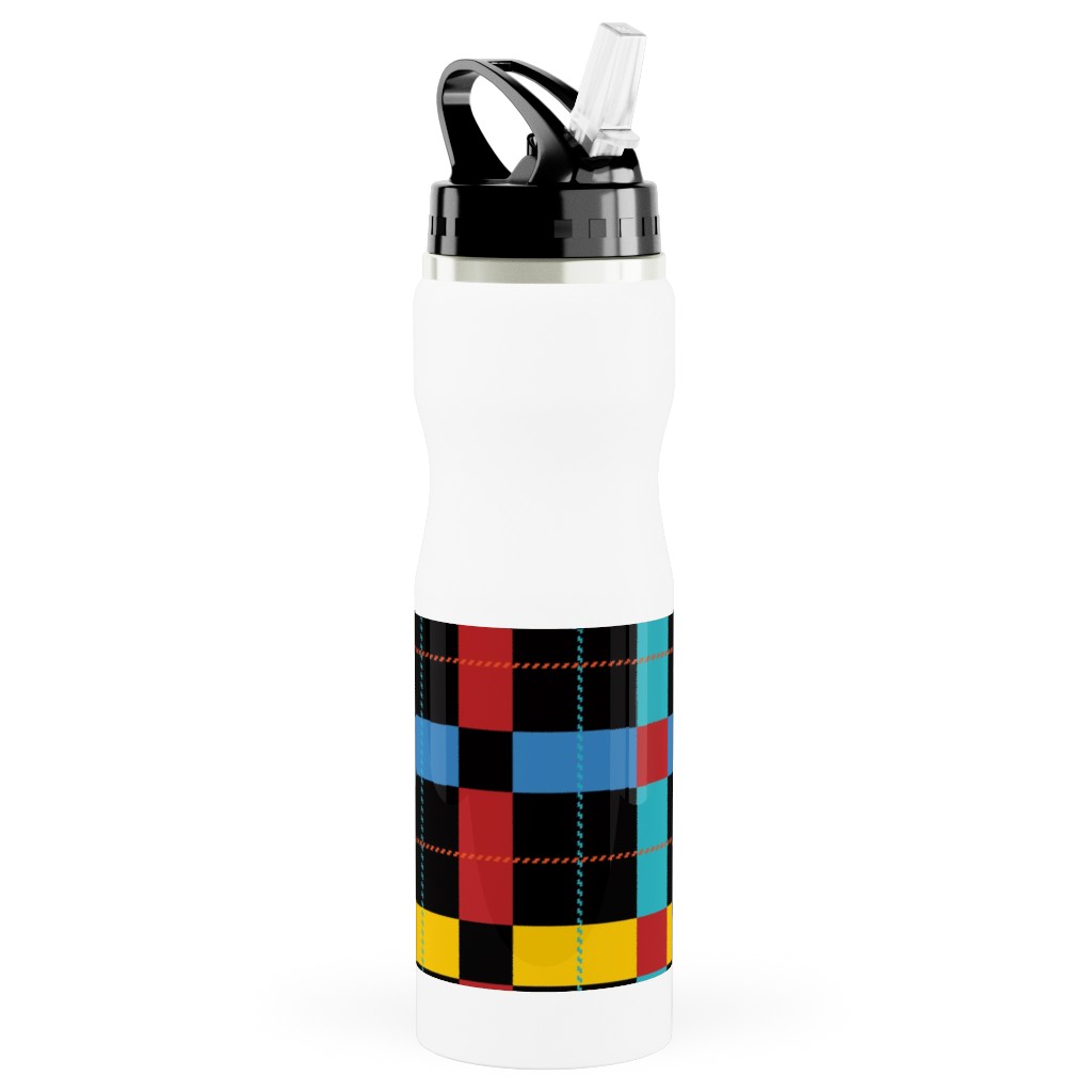 Pnw Pike Plaid - Multi Stainless Steel Water Bottle with Straw, 25oz, With Straw, Multicolor