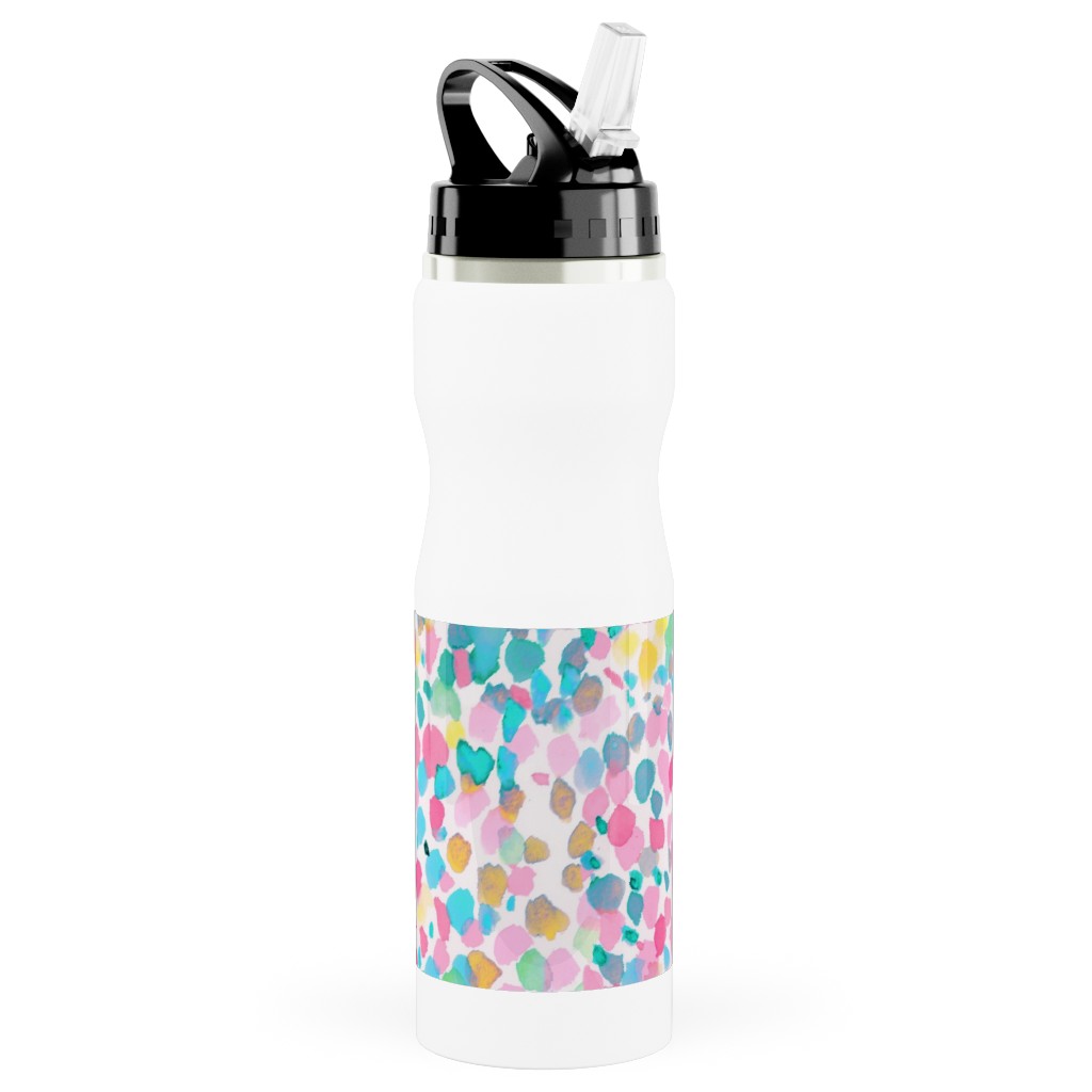 Lighthearted Summer Stainless Steel Water Bottle with Straw, 25oz, With Straw, Multicolor