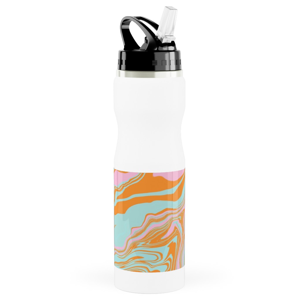 Marmor Stainless Steel Water Bottle with Straw, 25oz, With Straw, Orange, Frost