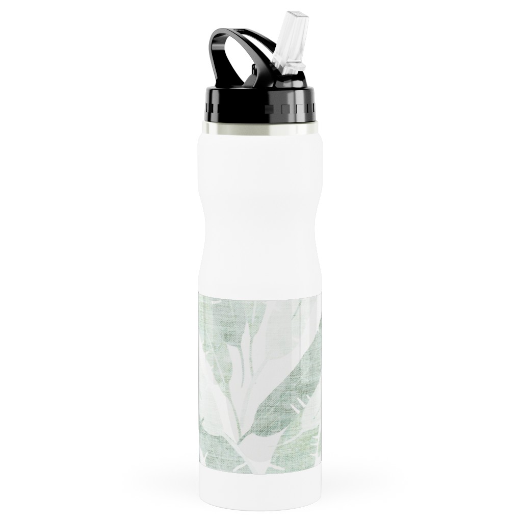 Custom Green Water Bottles With Straw