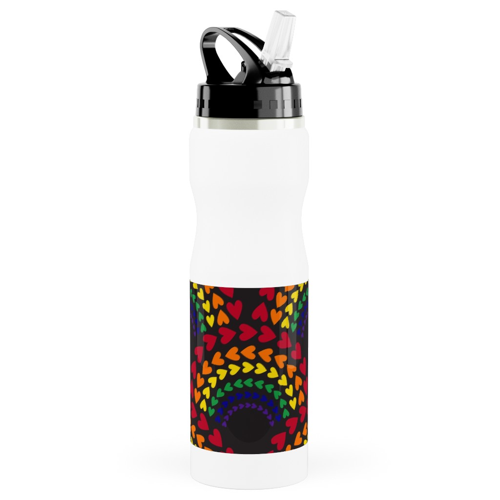 Rainbow Love Stainless Steel Water Bottle with Straw, 25oz, With Straw, Multicolor