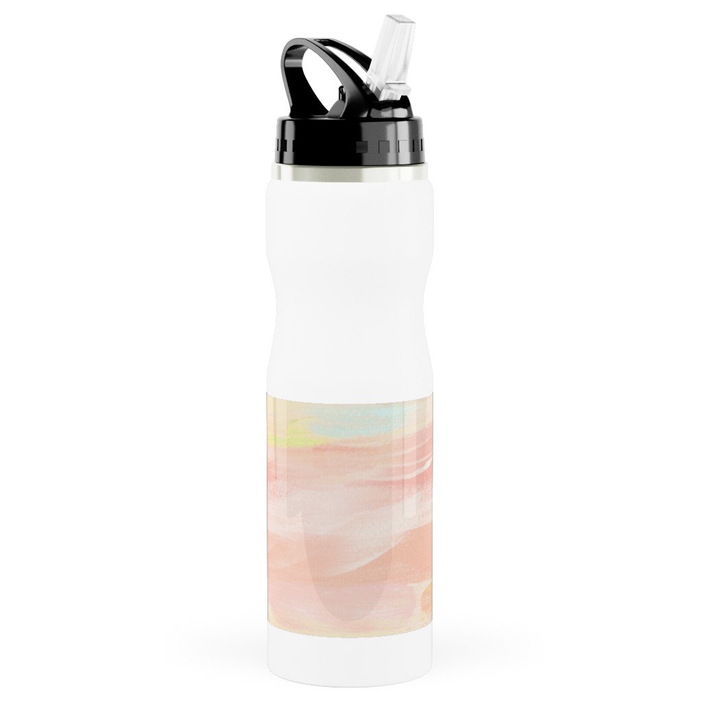 Paint Dabs - Peach Stainless Steel Water Bottle with Straw, 25oz, With Straw, Pink, Bright Pink