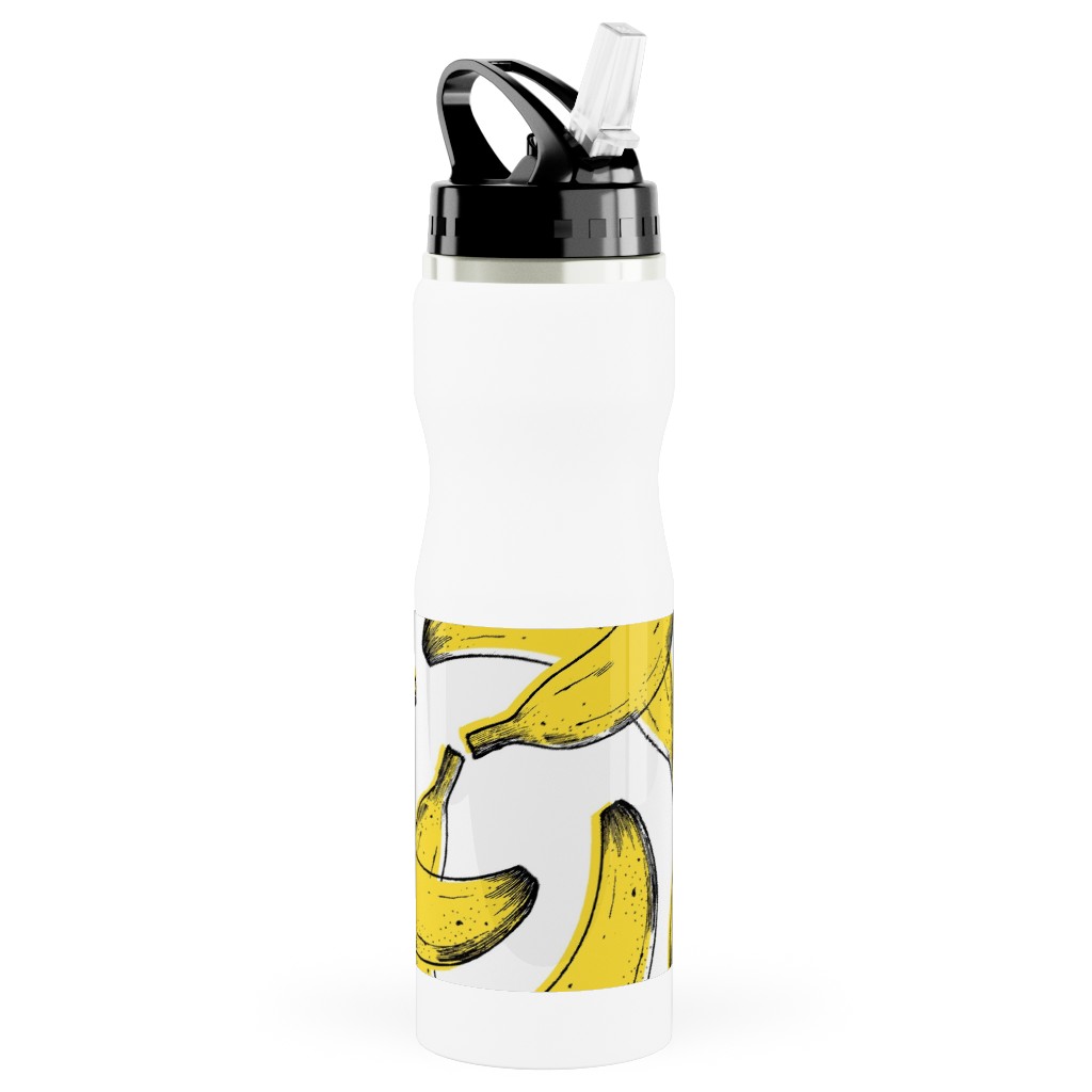 Banana Stainless Steel Water Bottle with Straw, 25oz, With Straw, Yellow