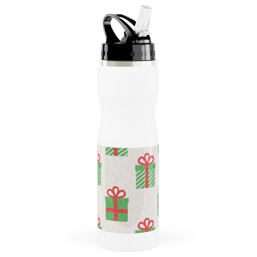 Christmas Presents Stainless Steel Water Bottle with Straw, 25oz, With Straw, Multicolor