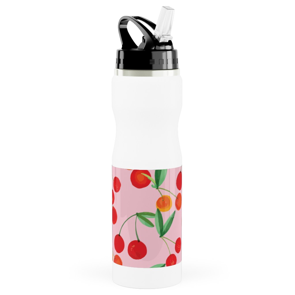 Cherry Farm Stainless Steel Water Bottle with Straw, 25oz, With Straw, Pink