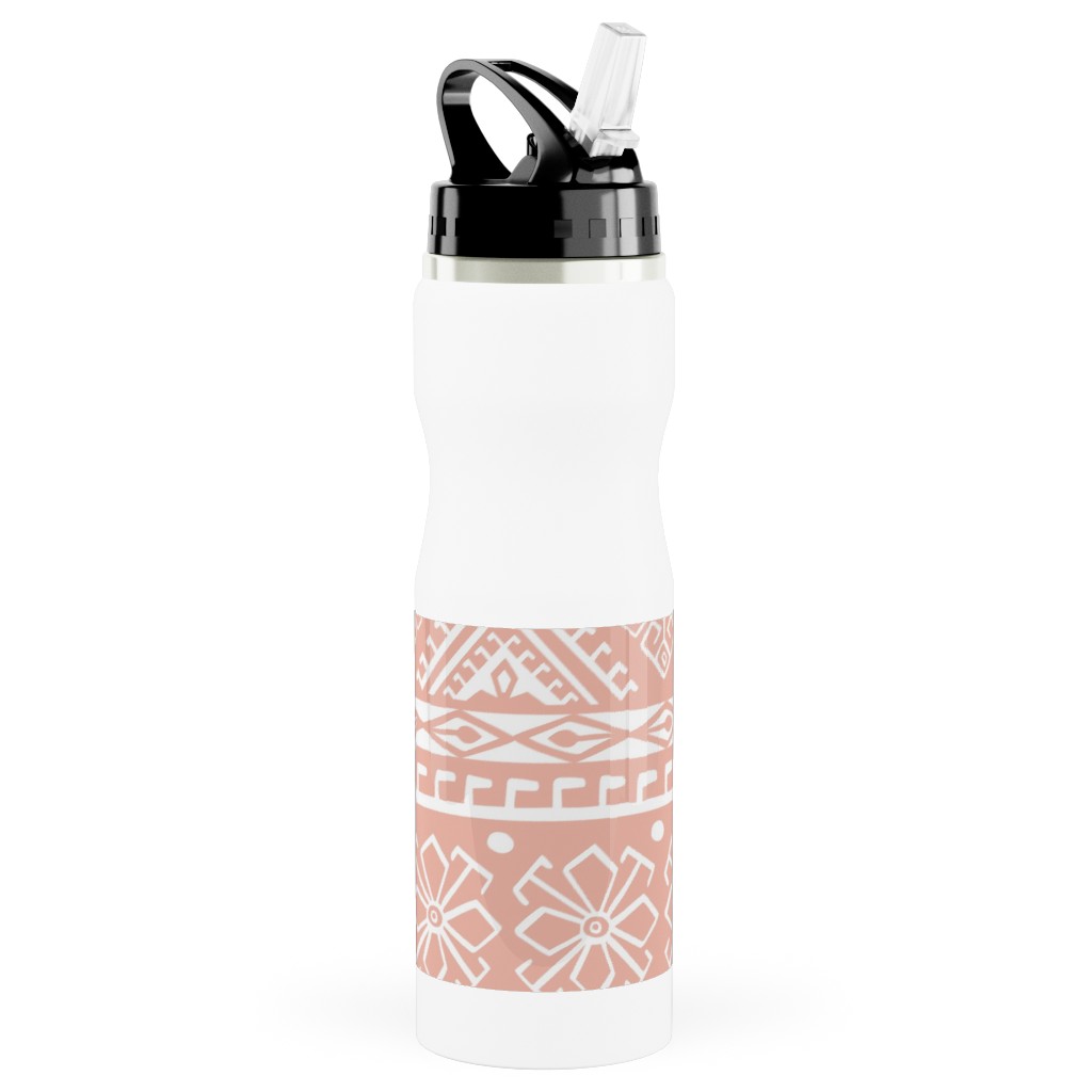 Grand Bazaar - Blush Pink Stainless Steel Water Bottle with Straw, 25oz, With Straw, Pink