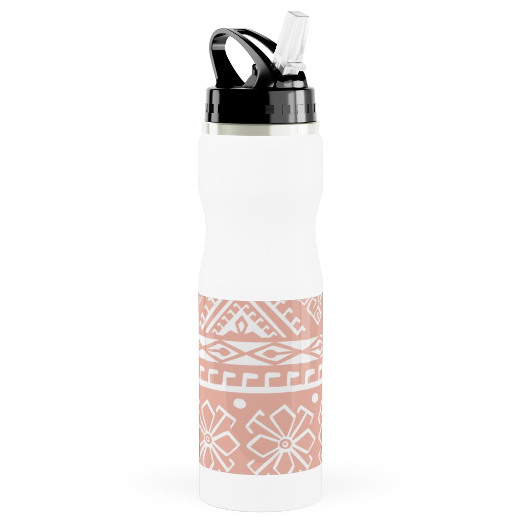 Grand Bazaar - Blush Pink Stainless Steel Water Bottle with Straw, 25oz, With Straw, Pink, Bright Pink