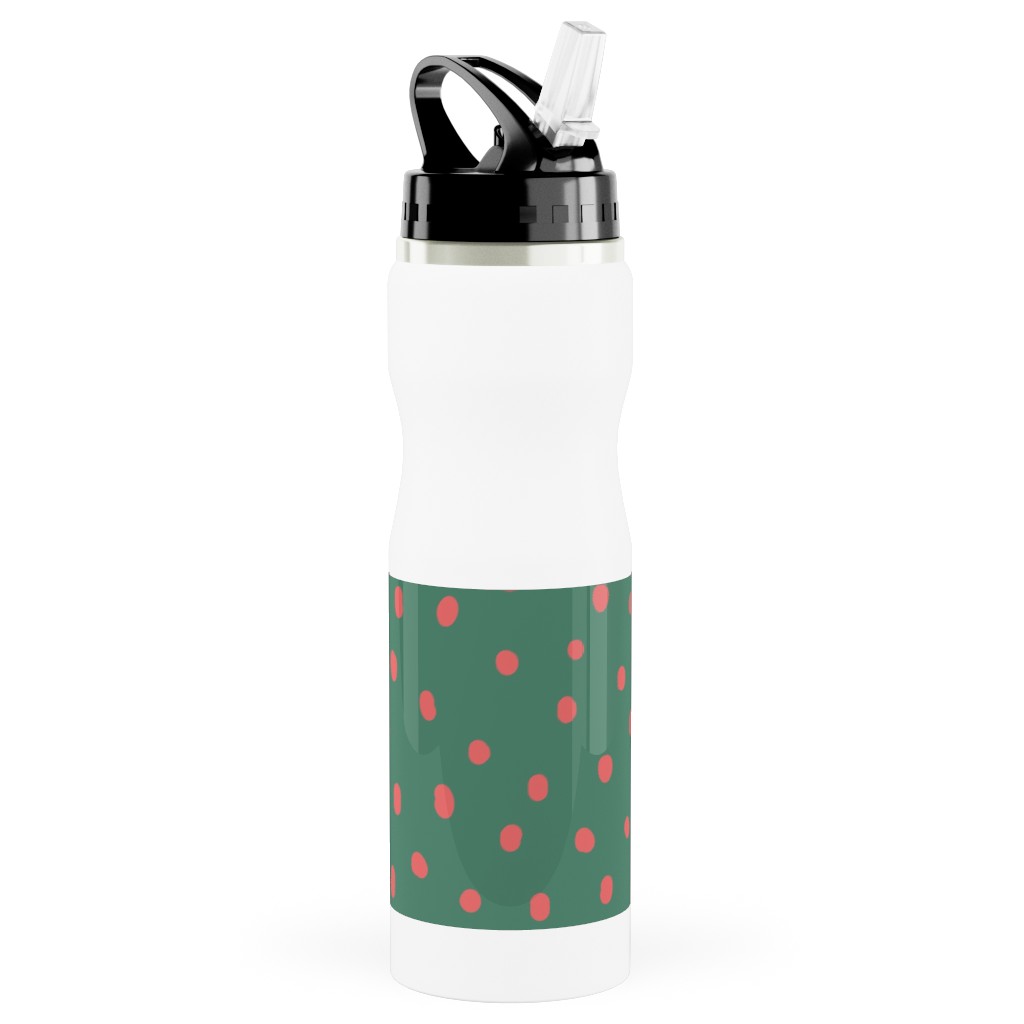It's Snowing Stainless Steel Water Bottle with Straw, 25oz, With Straw, Green, Fern