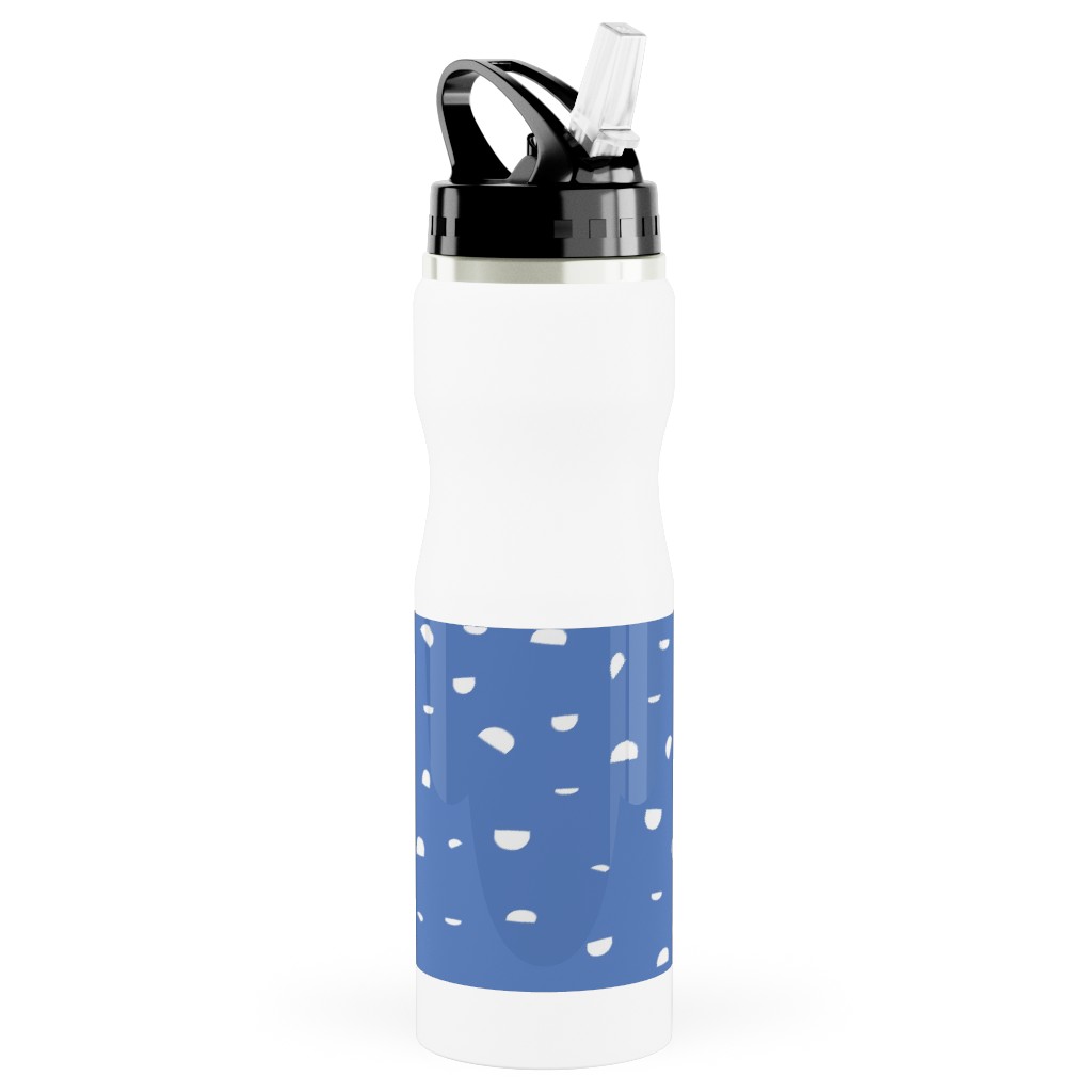 Shells - Blue Stainless Steel Water Bottle with Straw, 25oz, With Straw, Blue, True Blue