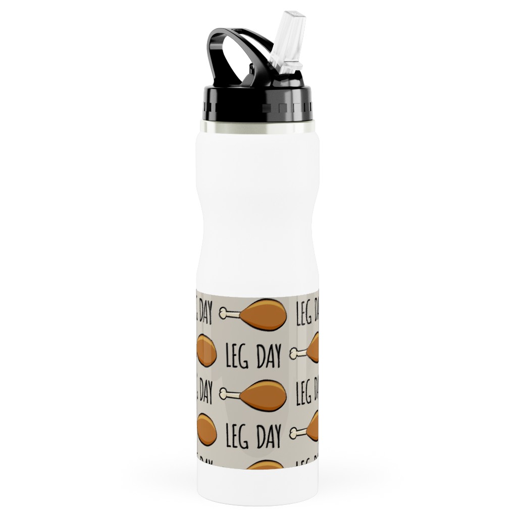 Turkey Legs - Leg Day - Beige Stainless Steel Water Bottle with Straw, 25oz, With Straw, Beige, Pearl