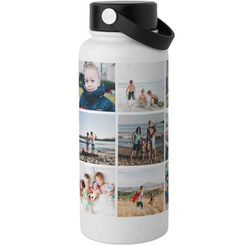 Simple Collage Stainless Steel Water Bottle with Straw by Shutterfly