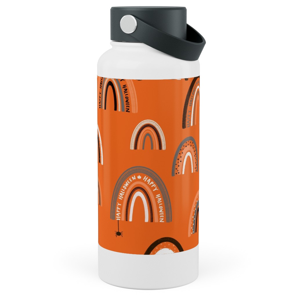 Happy Halloween Rainbows - Orange Stainless Steel Wide Mouth Water Bottle, 30oz, Wide Mouth, Orange, Orange
