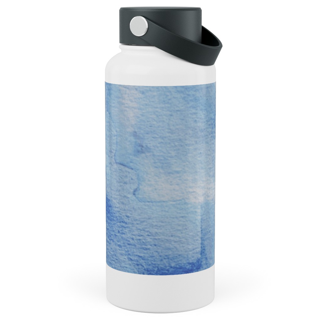 Watercolor Rorscharch - Blue Stainless Steel Wide Mouth Water Bottle, 30oz, Wide Mouth, Blue, True Blue