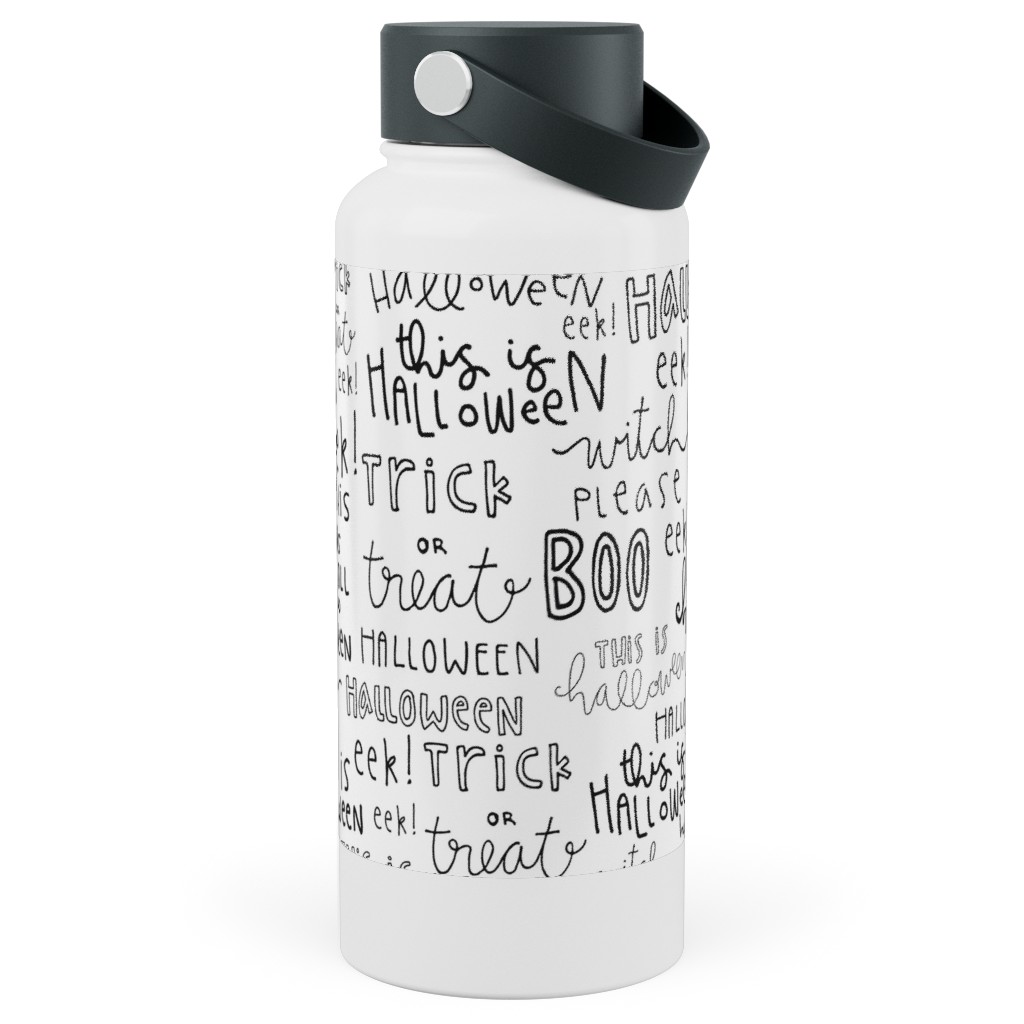 Halloween Words - White Stainless Steel Wide Mouth Water Bottle, 30oz, Wide Mouth, White