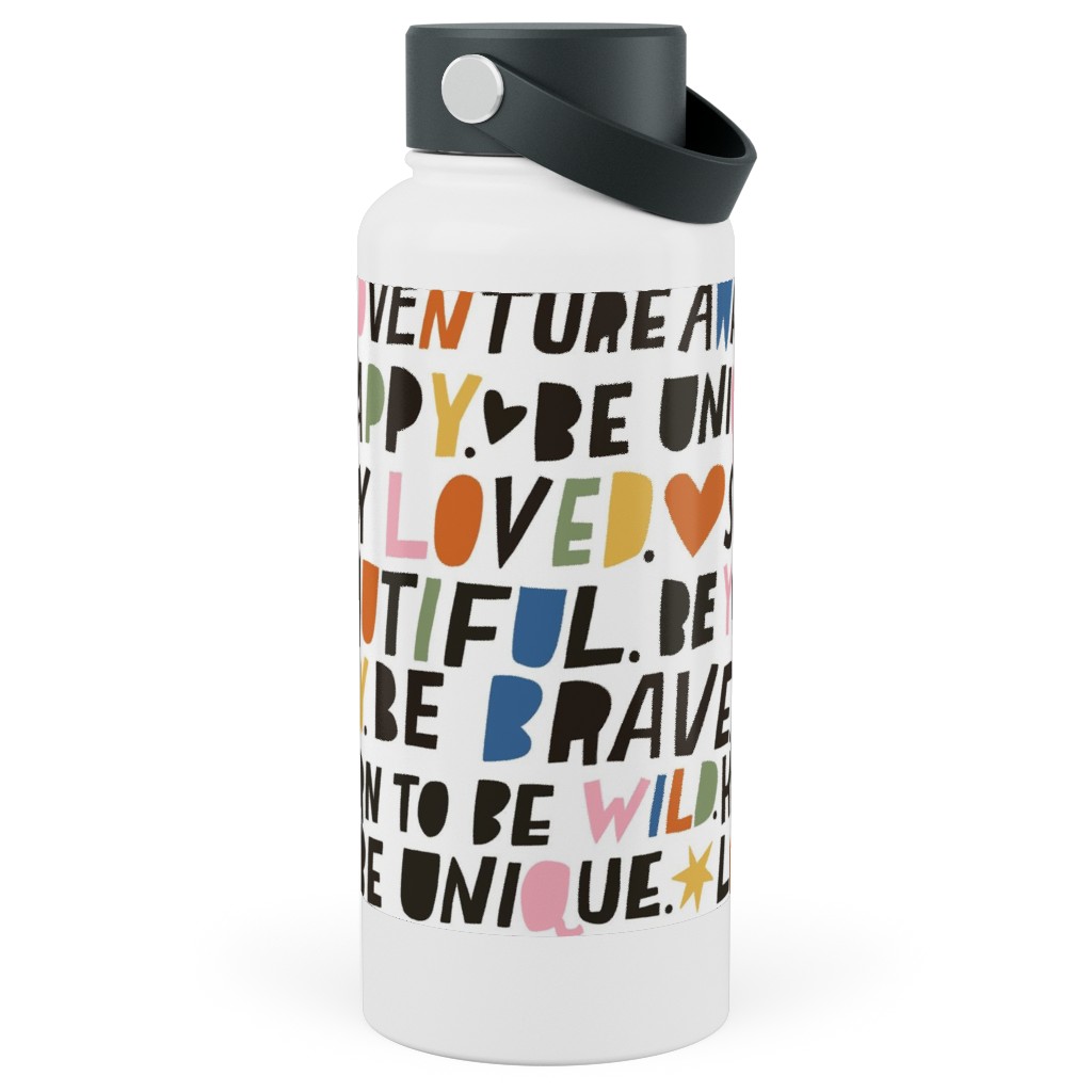 Sweet Words - Multi Stainless Steel Wide Mouth Water Bottle, 30oz, Wide Mouth, Multicolor