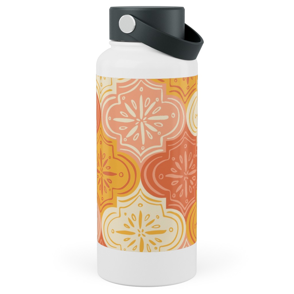 Arabesque - Warm Stainless Steel Wide Mouth Water Bottle, 30oz, Wide Mouth, Orange