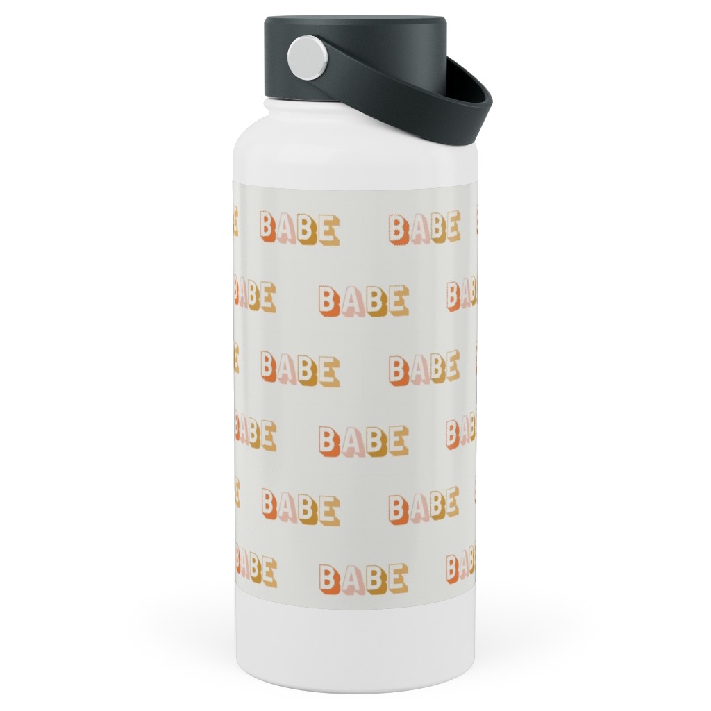Babe - Typography - Neutral Stainless Steel Wide Mouth Water Bottle, 30oz, Wide Mouth, Yellow
