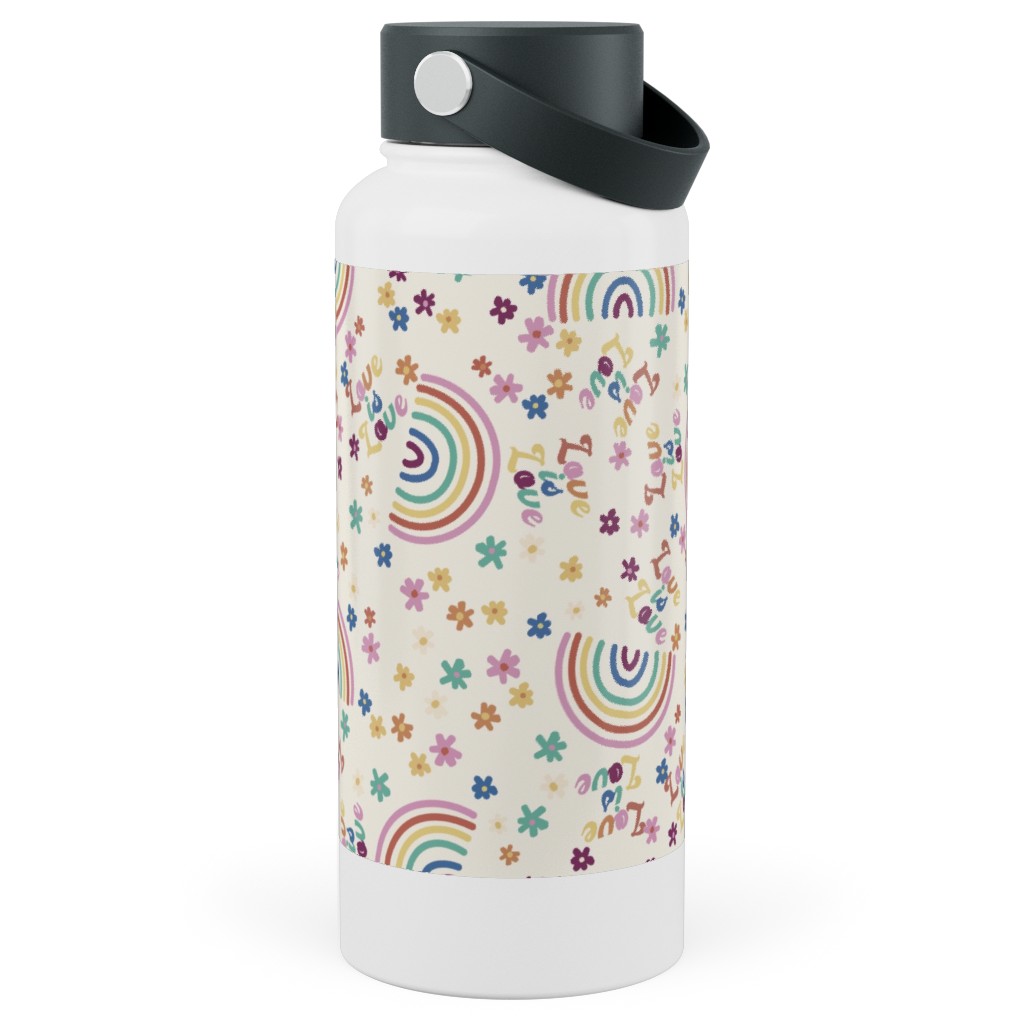 Love Is Love Rainbow - Pride - Muted Stainless Steel Wide Mouth Water Bottle, 30oz, Wide Mouth, Multicolor