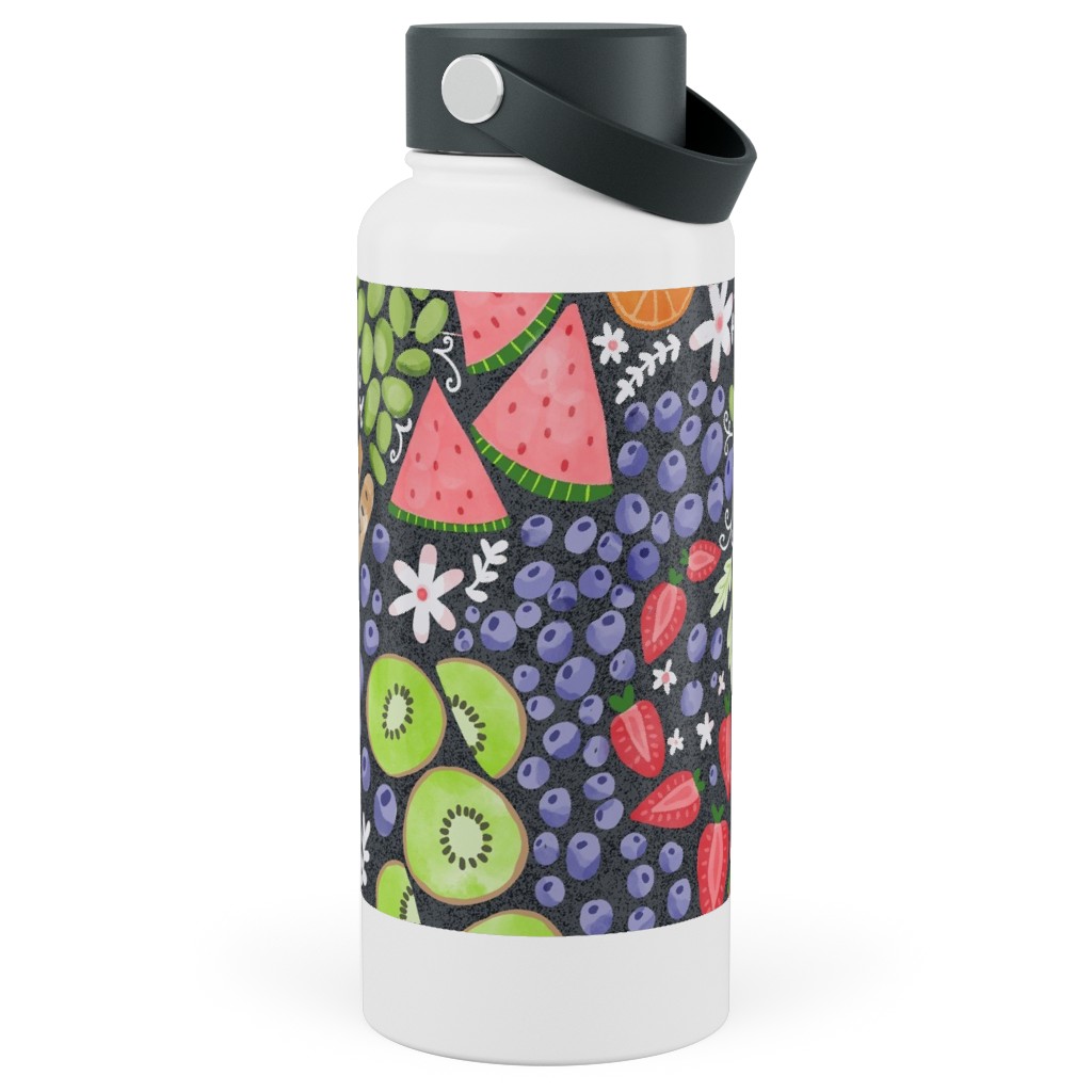 Fruity Medley Picnic Stainless Steel Wide Mouth Water Bottle, 30oz, Wide Mouth, Multicolor