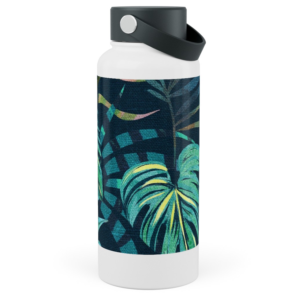 in a Tropical Mood Stainless Steel Wide Mouth Water Bottle, 30oz, Wide Mouth, Green, Classic Green