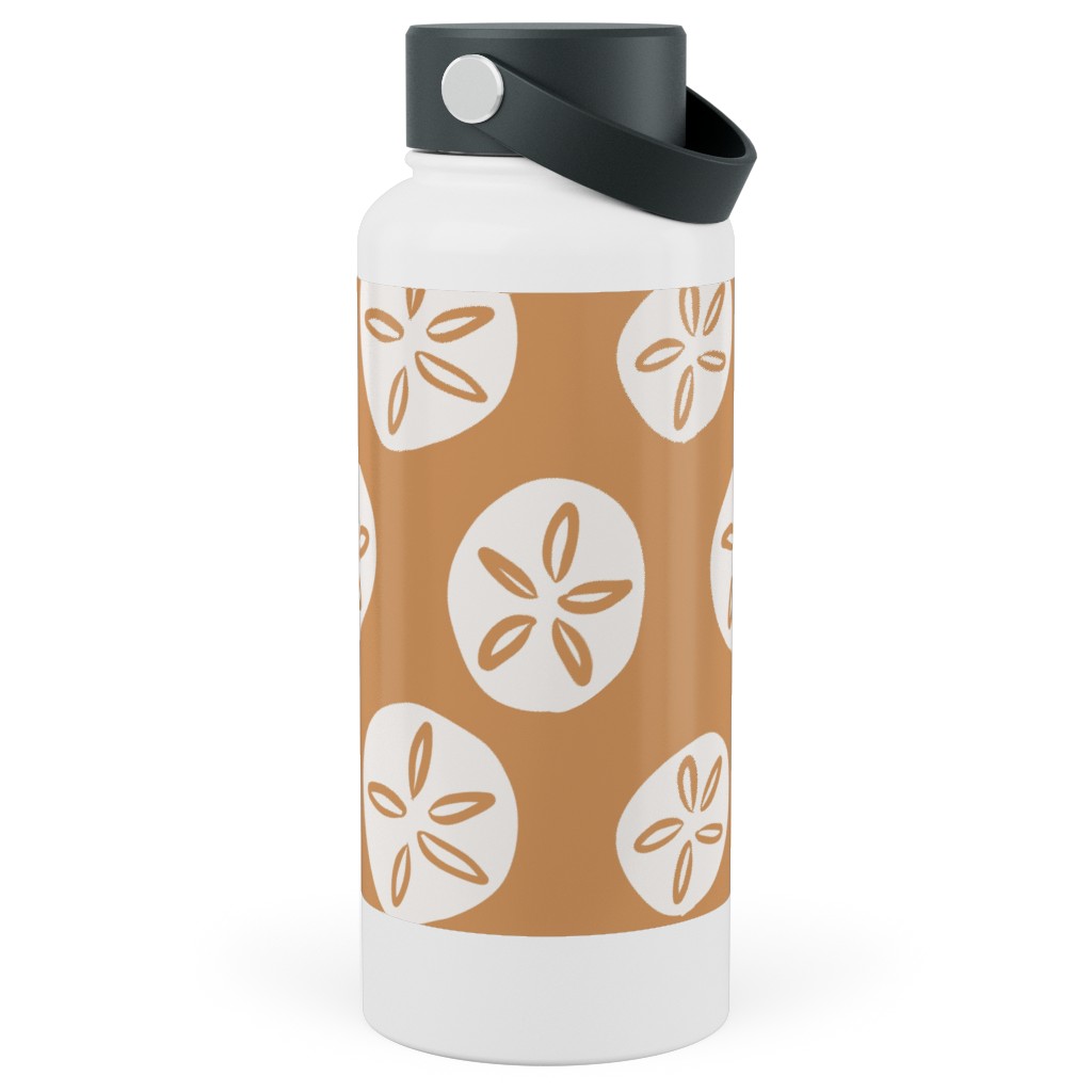 Sand Dollar Sea Shells Stainless Steel Wide Mouth Water Bottle, 30oz, Wide Mouth, Orange, Pueblo