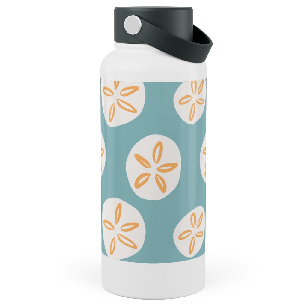 Sand Dollar Sea Shells Stainless Steel Wide Mouth Water Bottle, 30oz, Wide Mouth, Blue, Spring Valley