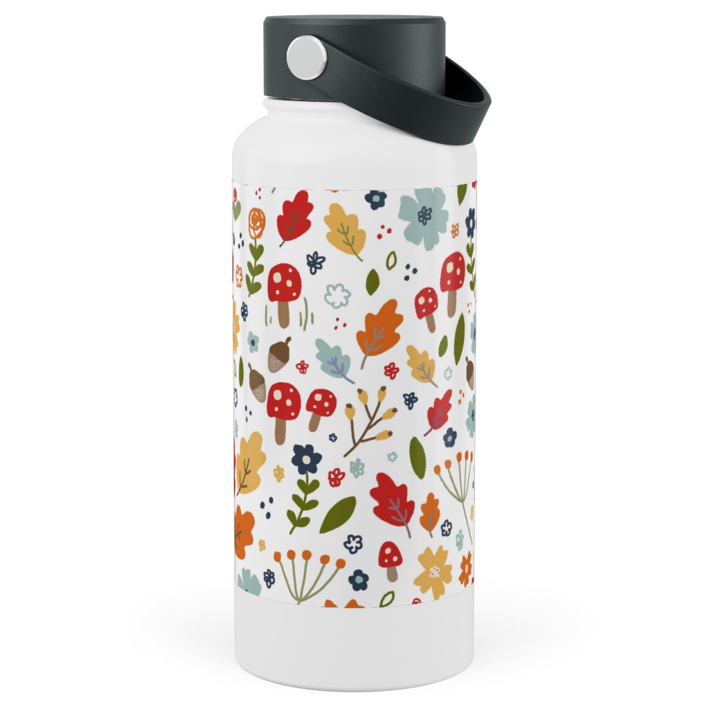 Woodland Floral - Multi Stainless Steel Wide Mouth Water Bottle, 30oz, Wide Mouth, Multicolor