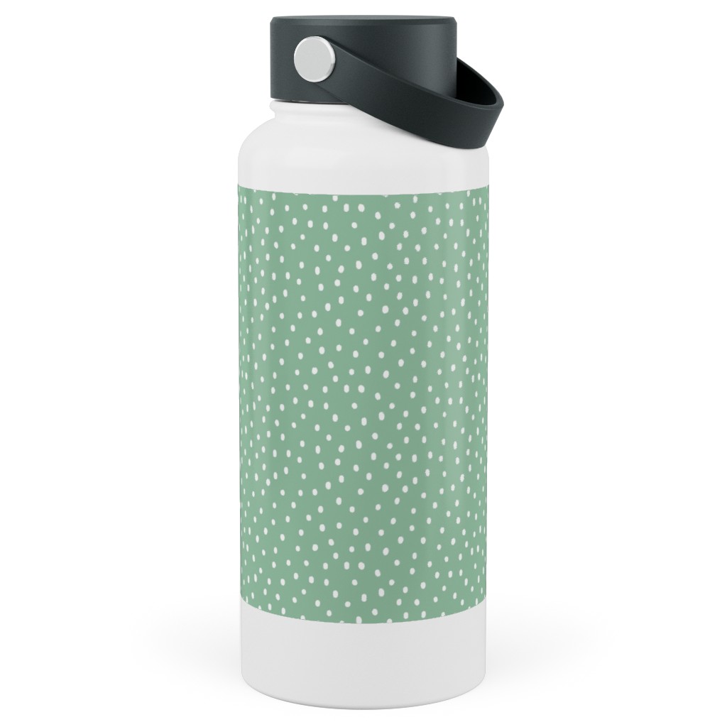 Joyful Bright Dots - Green Stainless Steel Wide Mouth Water Bottle, 30oz, Wide Mouth, Green