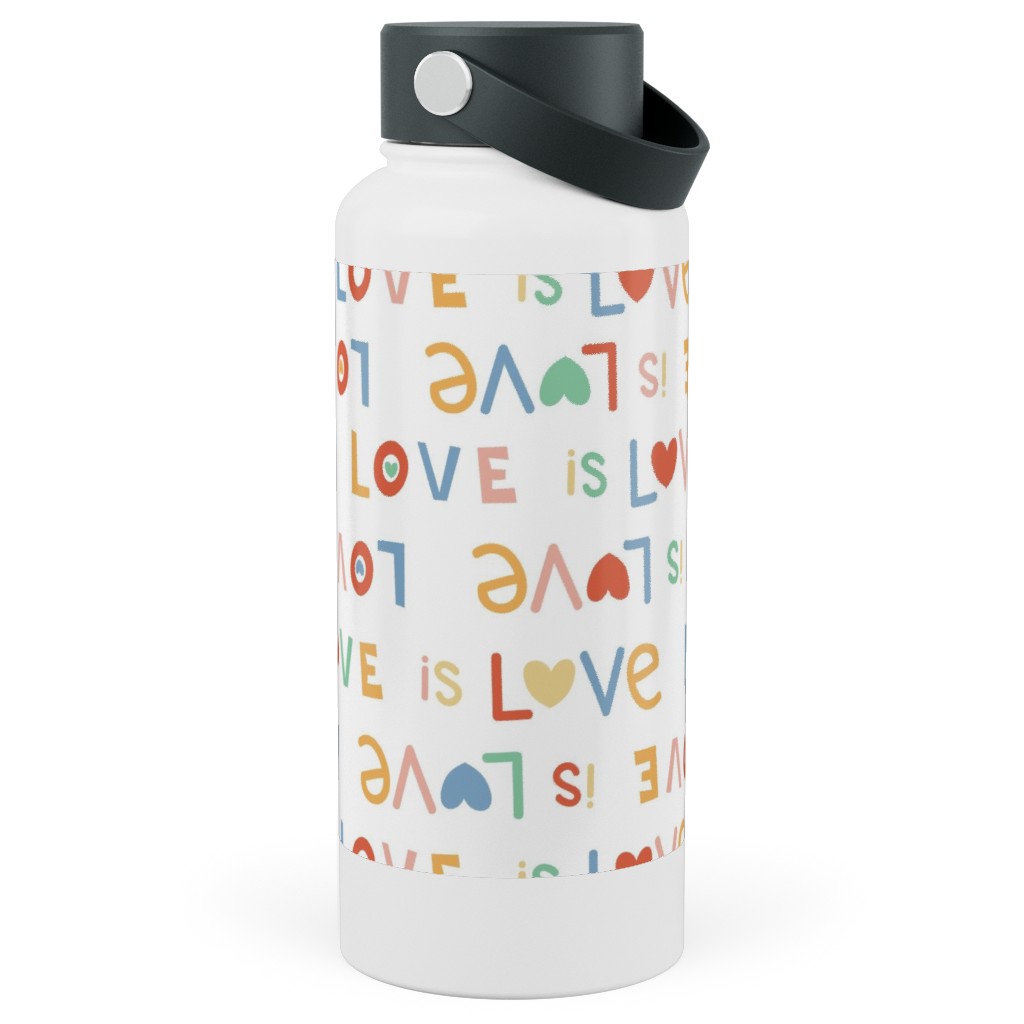 Love Is Love - Lgbtqia Rainbow - Multi Stainless Steel Wide Mouth Water Bottle, 30oz, Wide Mouth, Multicolor