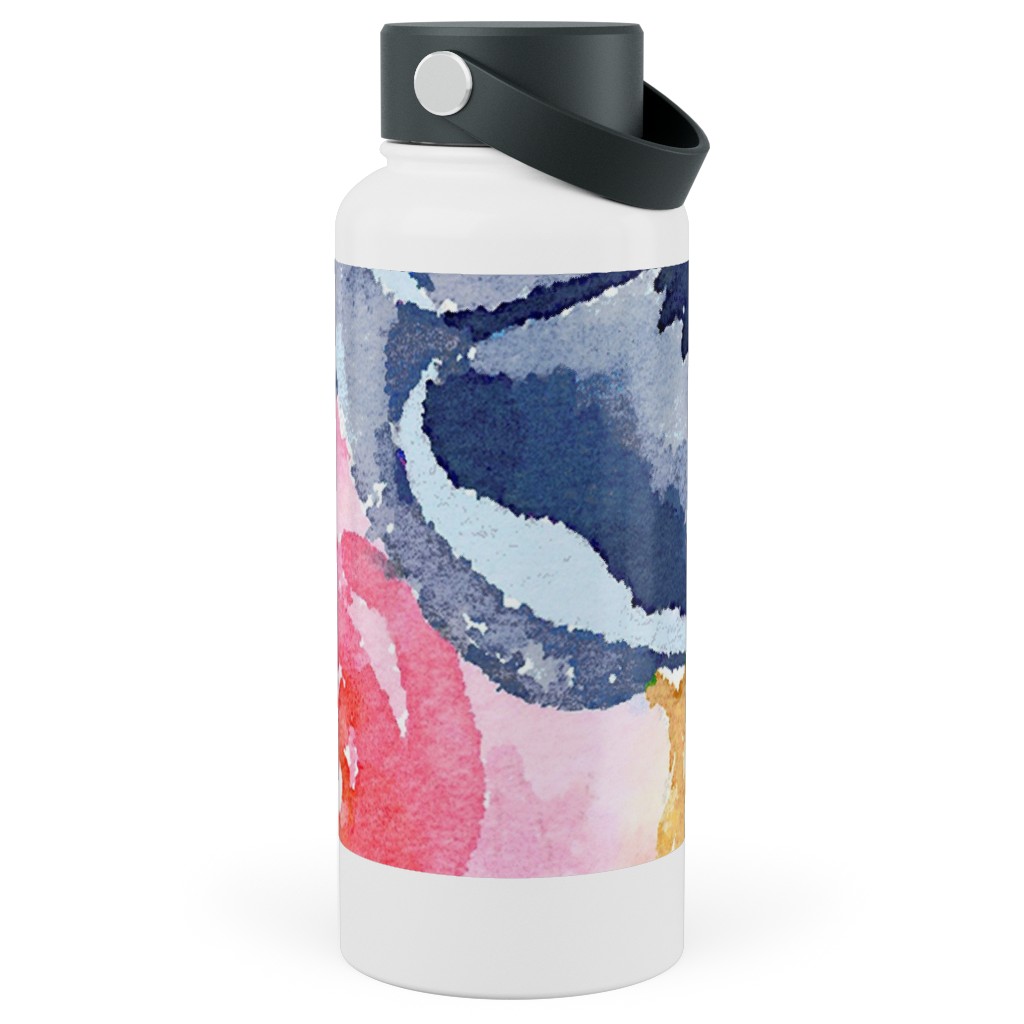 Spring Dreams - Watercolor Floral - Multi Stainless Steel Wide Mouth Water Bottle, 30oz, Wide Mouth, Multicolor