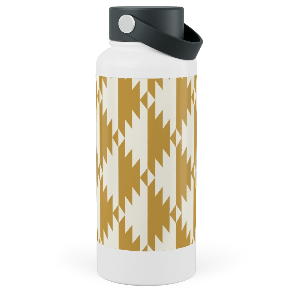 Tribal - Gold Stainless Steel Wide Mouth Water Bottle, 30oz, Wide Mouth, Yellow