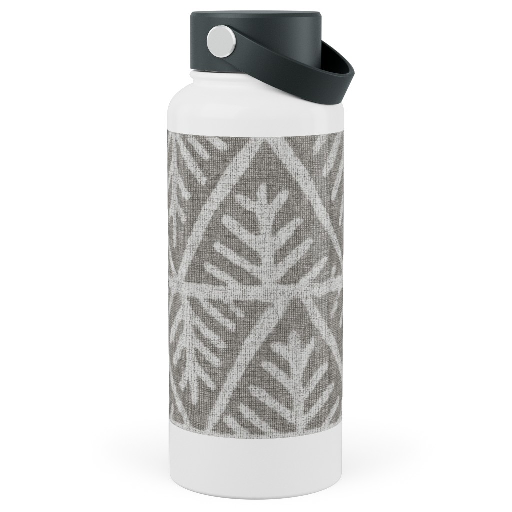 Textured Mudcloth Stainless Steel Wide Mouth Water Bottle, 30oz, Wide Mouth, Gray, Silver