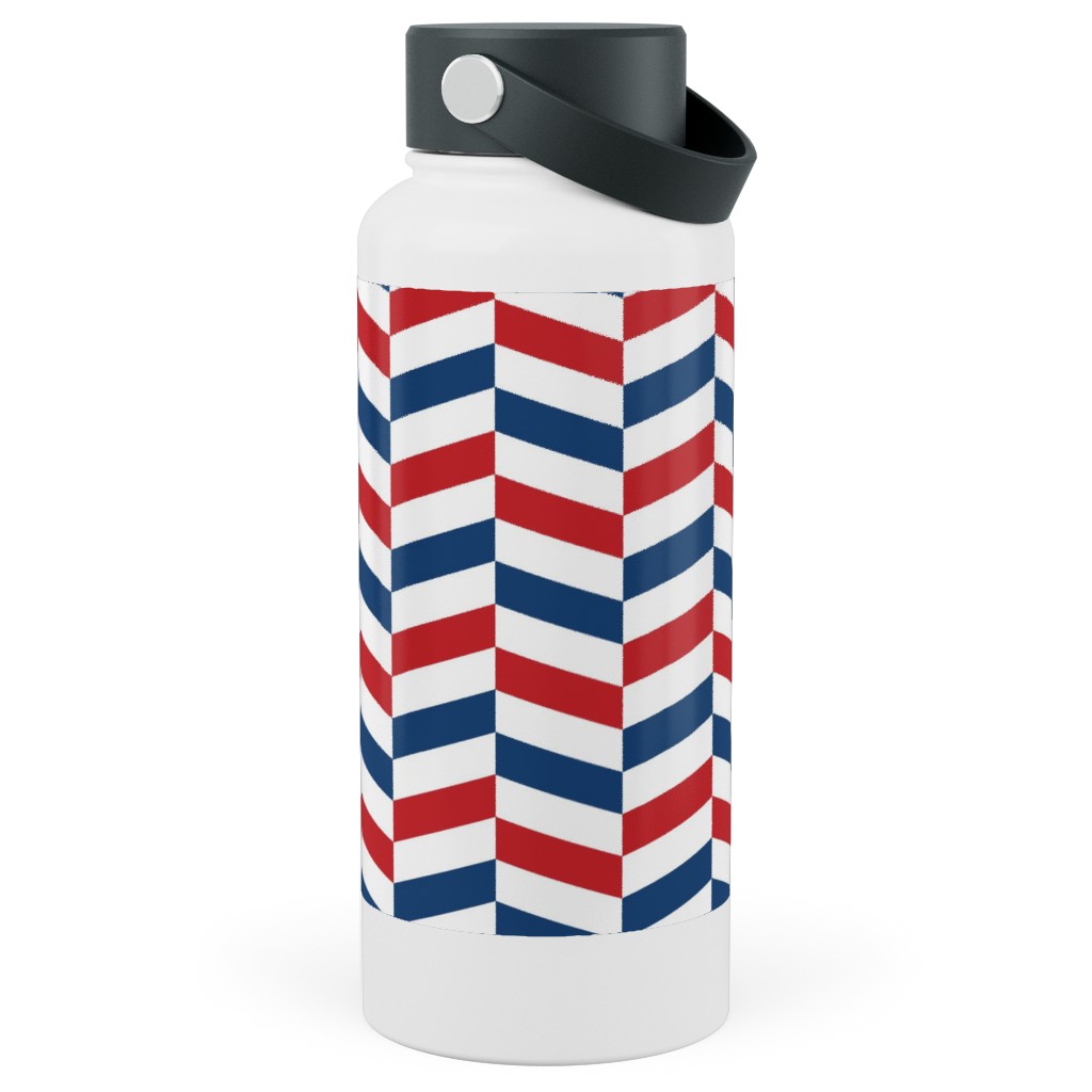 American Stripes - Multi Stainless Steel Wide Mouth Water Bottle, 30oz, Wide Mouth, Multicolor