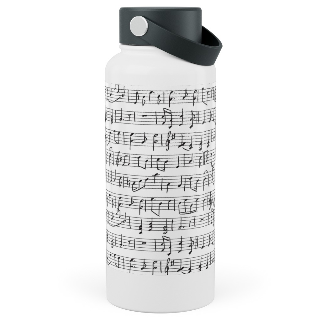 Music - Favorite Subject Stainless Steel Wide Mouth Water Bottle, 30oz, Wide Mouth, Black